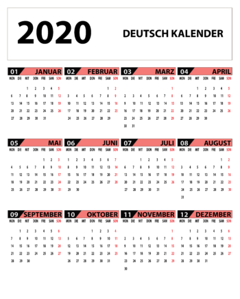 Tageshoroskop Kalender 2020